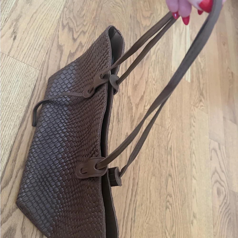 Brown Woven Leather Women's Bag